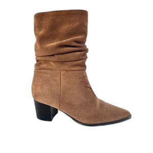 BLONDO Tarrah Chestnut Waterproof Suede Slouchy Pointed Toe Mid Calf Boots
